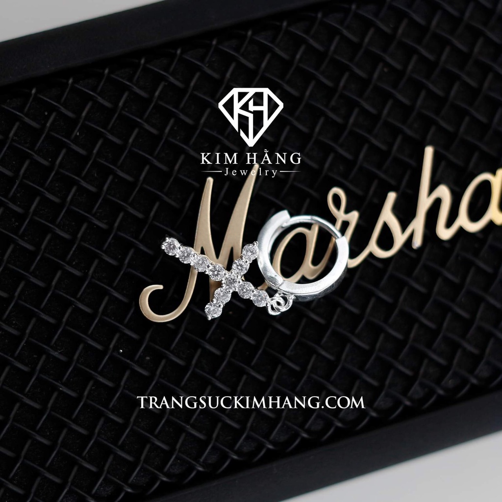 Khuyên Tai BẠC Thánh Giá Đá Thiết Kế Tòn Ten