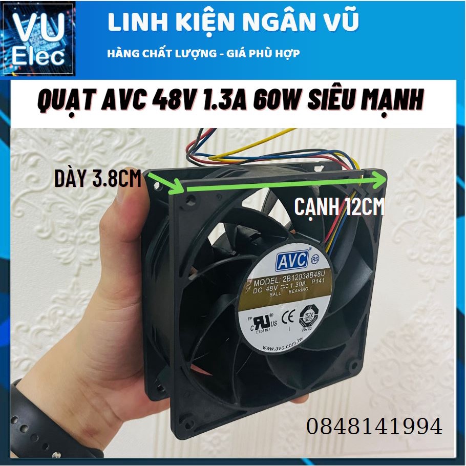 Quạt tản nhiệt 48V 1.3A dành cho tủ điện loại lớn, Quạt thổi sương hệ thống Lan, Quạt gió phòng đông trùng hạ thảo