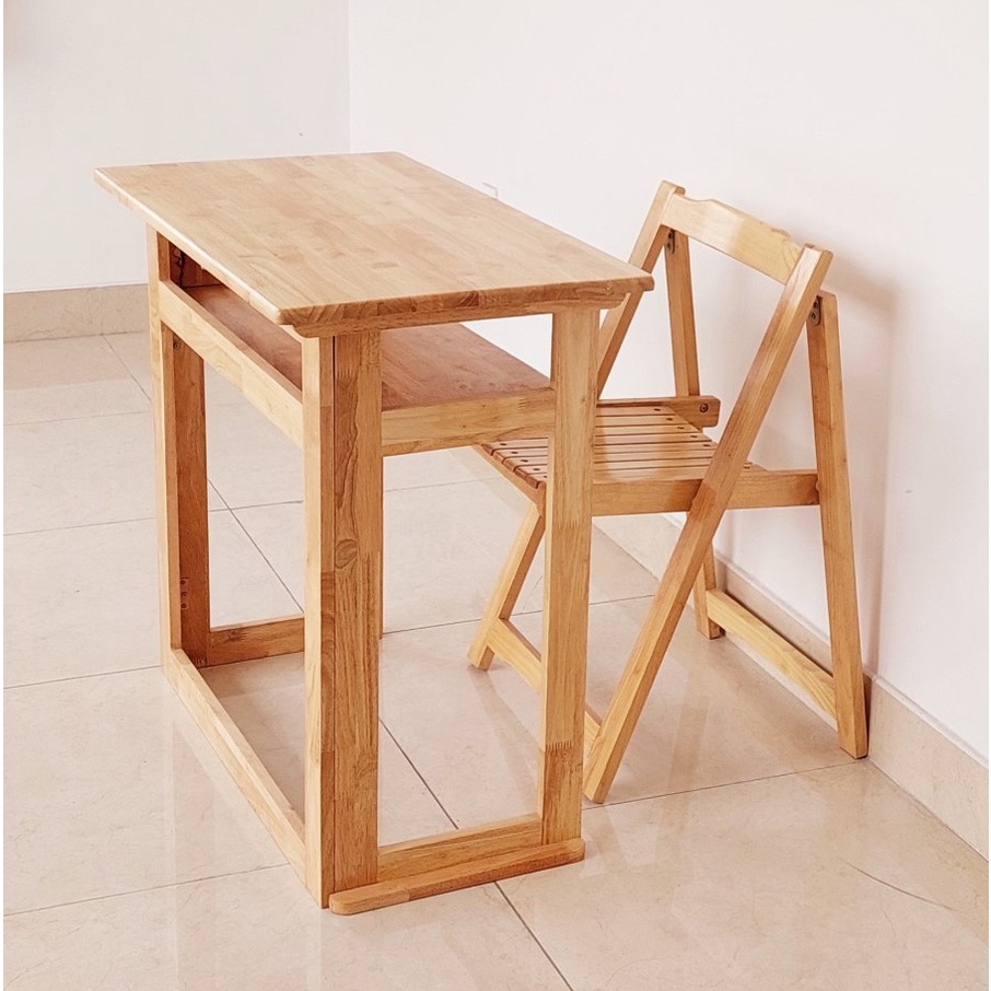 Bàn Gỗ Xếp Có Ngăn Kéo 80x45cm, Bàn Làm Việc Xếp Gọn - Hàng VN Xuất Khẩu