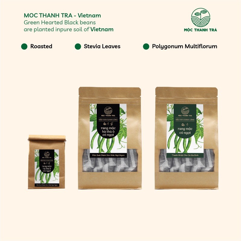 COMBO giá tốt [238k] 2 túi 500g đậu đen xanh lòng Mộc Thanh Trà 2 thành phần và 3 thành phần + túi 100G Trà giải nhiệt