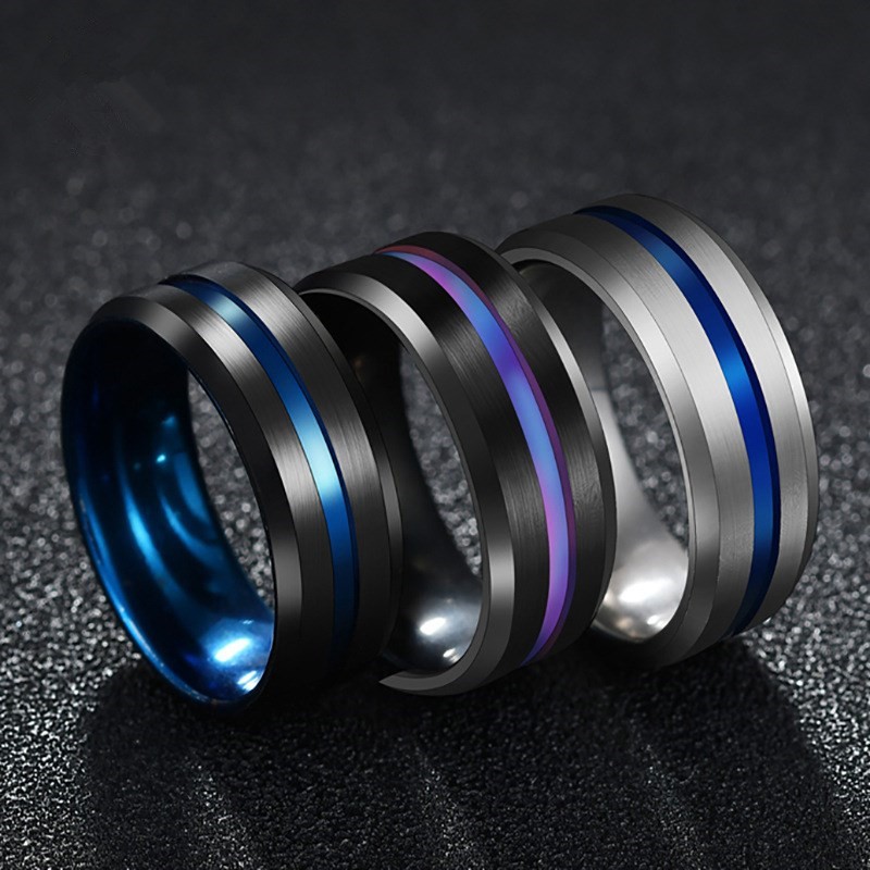 Nhẫn thép titan 8mm phong cách đơn giản thời trang cho nam và nữ