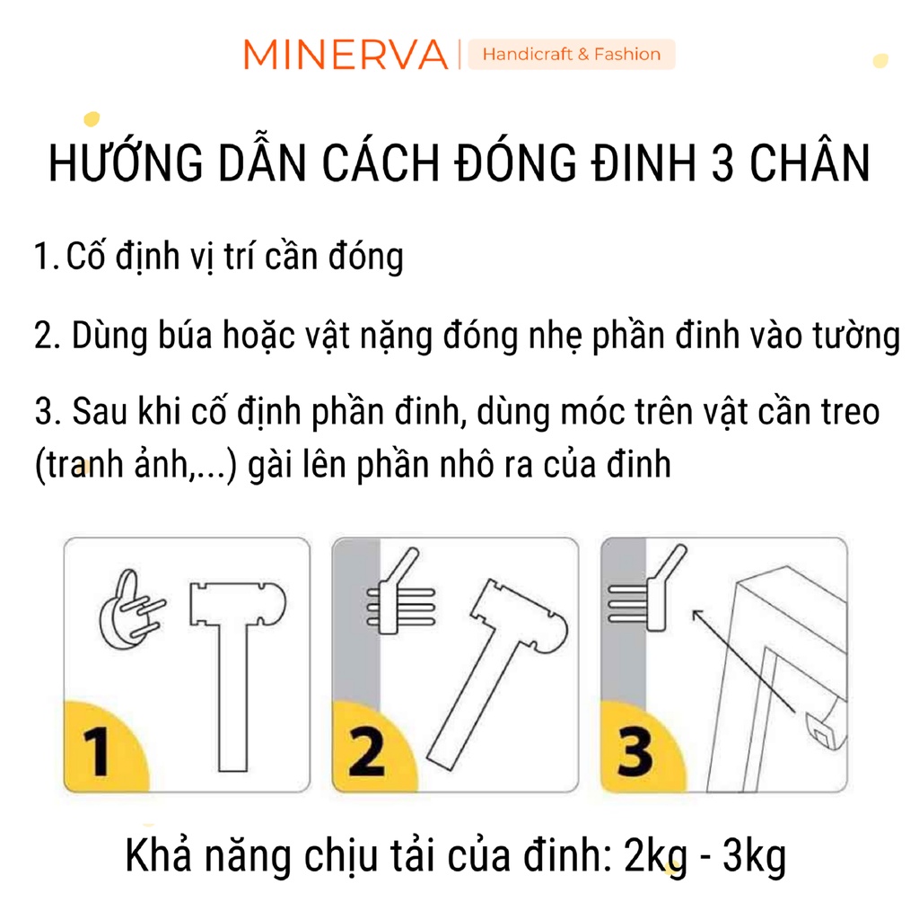 Set 50 Đinh ba chân đóng tường , treo tranh chịu lực tốt