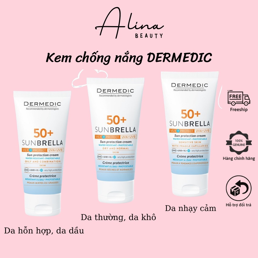 Kem chống nắng phổ rộng, chống ánh sáng xanh Dermedic SPF50+ 50ml