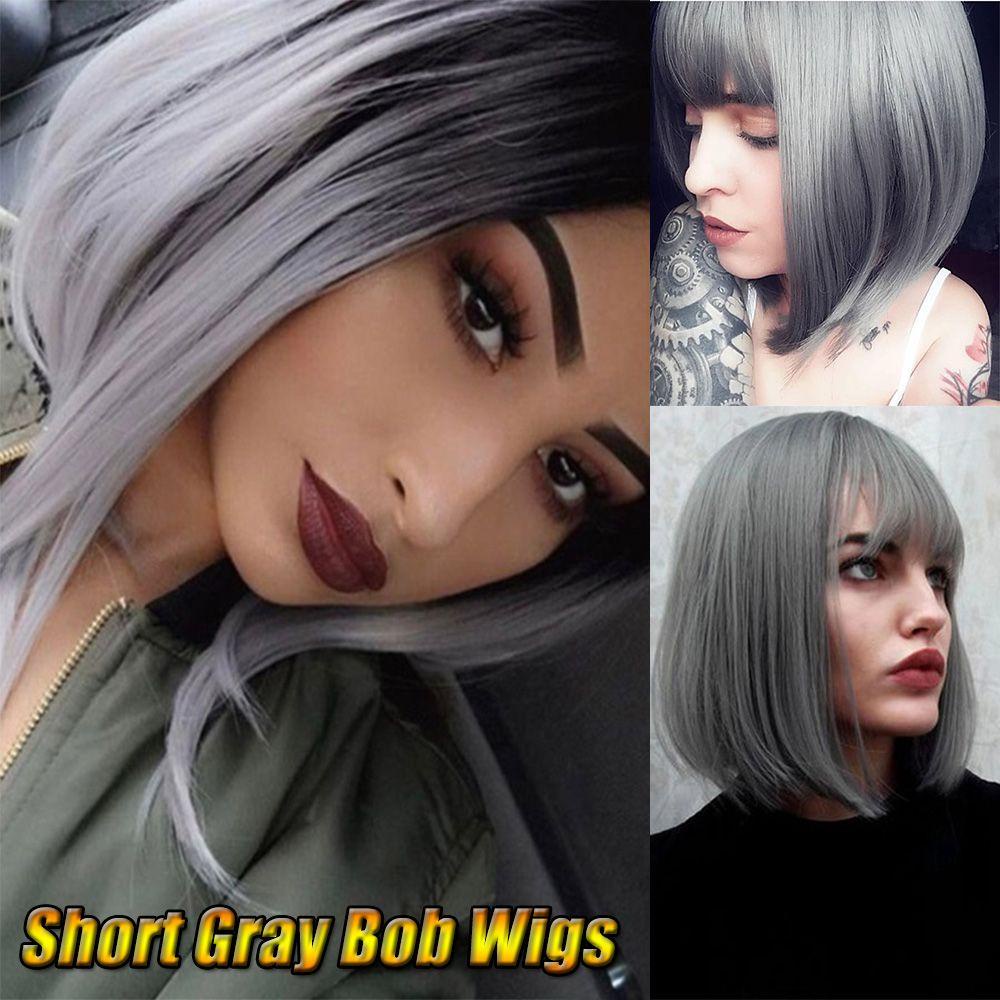 Bộ Tóc Giả Kiểu Bob Màu Ombre|Tóc Giả Dài Ngang Vai Bằng Sợi Tổng Hợp Kháng Nhiệt Độ Cao