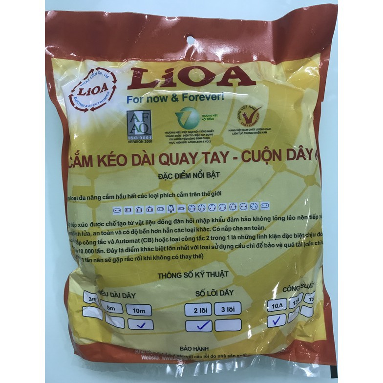 Ổ cắm kéo dài quay tay LIOA 5m-10m