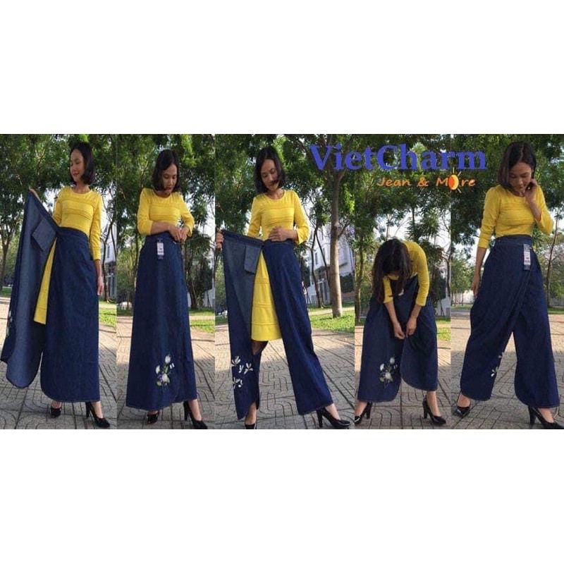 Váy quần chống nắng jean mặc được 2 dạng váy và quần | BigBuy360 - bigbuy360.vn