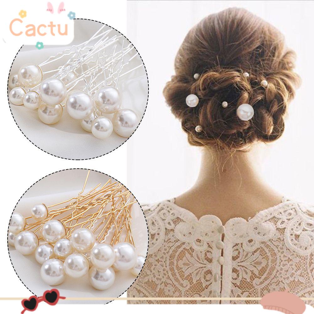 Bộ 16 kẹp chữ U đính ngọc trai tạo kiểu tóc cho nữ chất lượng cao