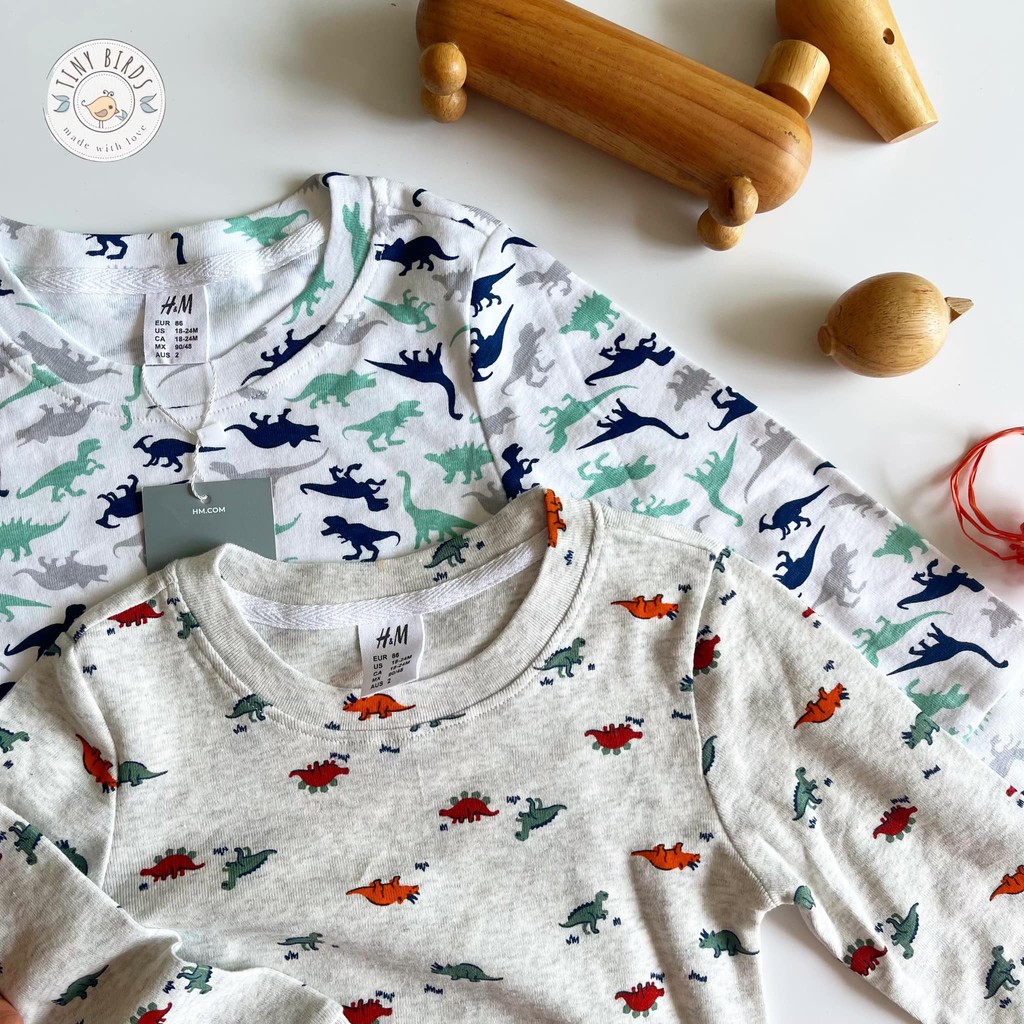 Đồ Bộ Dài Tay Bé Trai Bé Gái Cotton Đồ Bộ Thu Đông Khủng Long