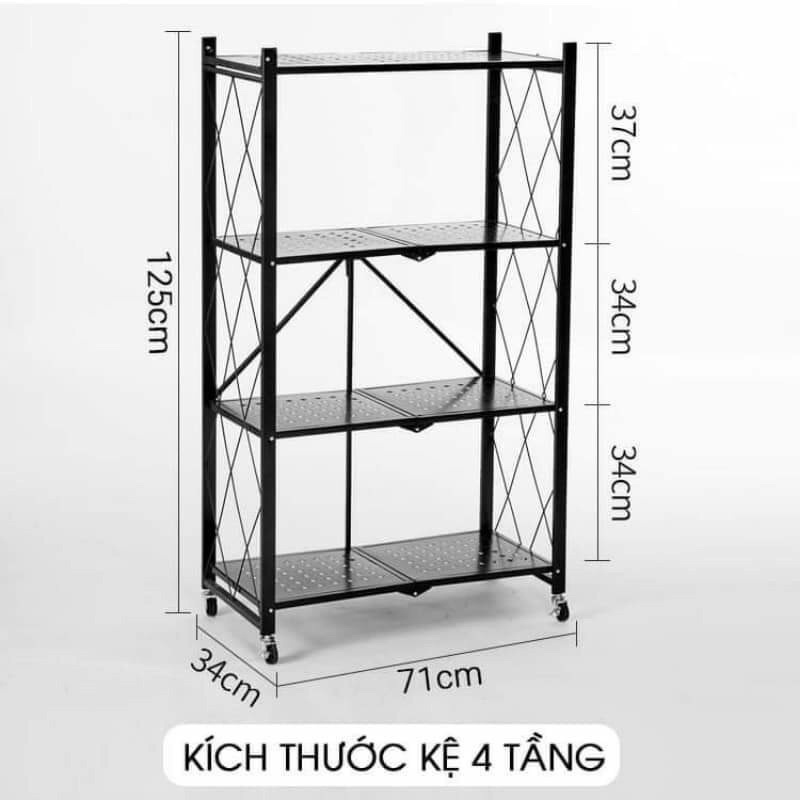 Kệ đa năng gấp gọn  có bánh xe 3 tầng, 4 tầng, 5 tầng để cây cảnh, lò vi sóng, lò nướng, sách