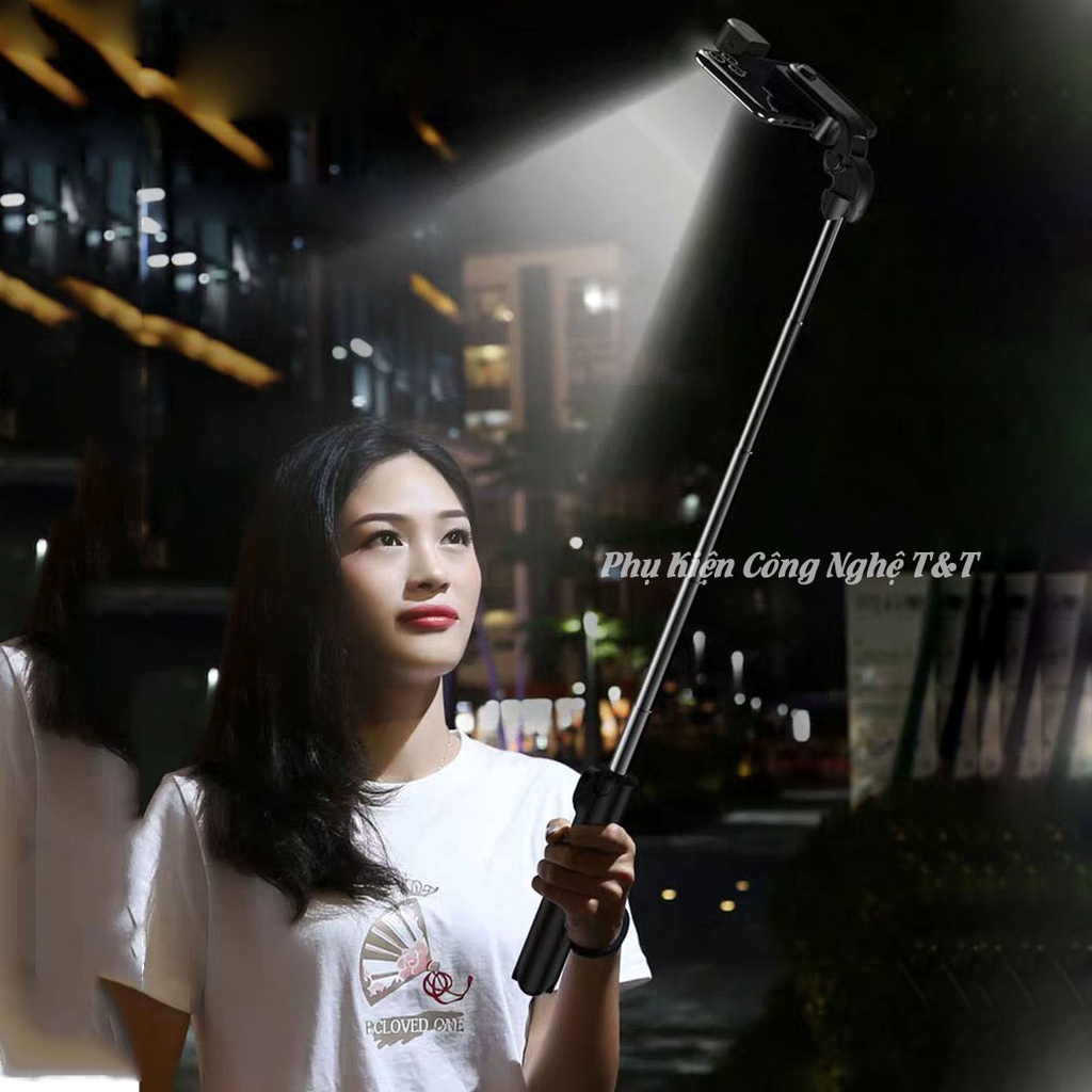 Gậy chụp ảnh 3 chân có đèn led trợ sáng Gậy tự sướng selfie chụp hình bluetooth điều khiển từ xa xoay nhiều góc độ XT-13