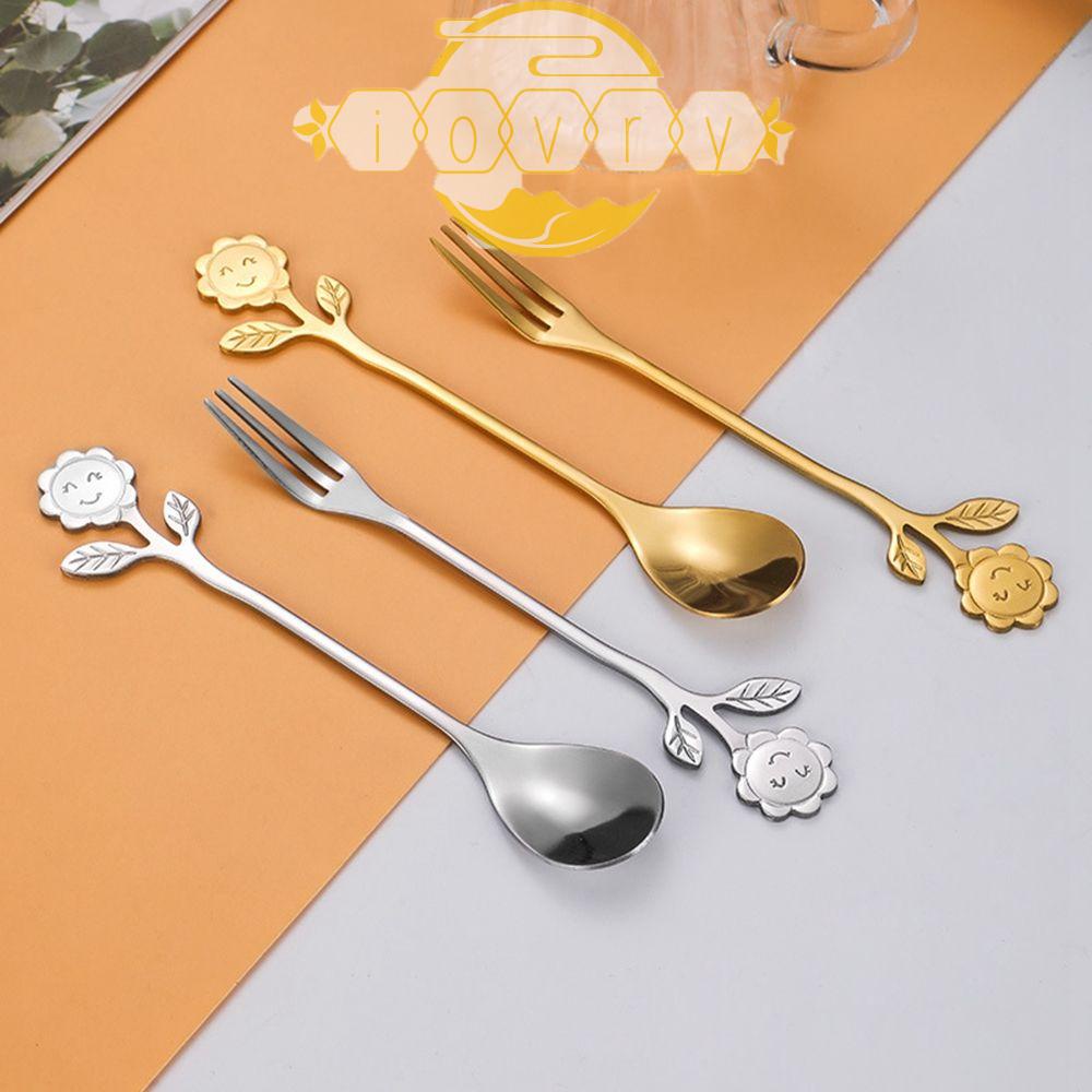 Muỗng Cà Phê Bằng Inox Hình Hoa Hướng Dương Mặt Cười Nhiều Màu Sắc Phong Cách Nhật Bản
