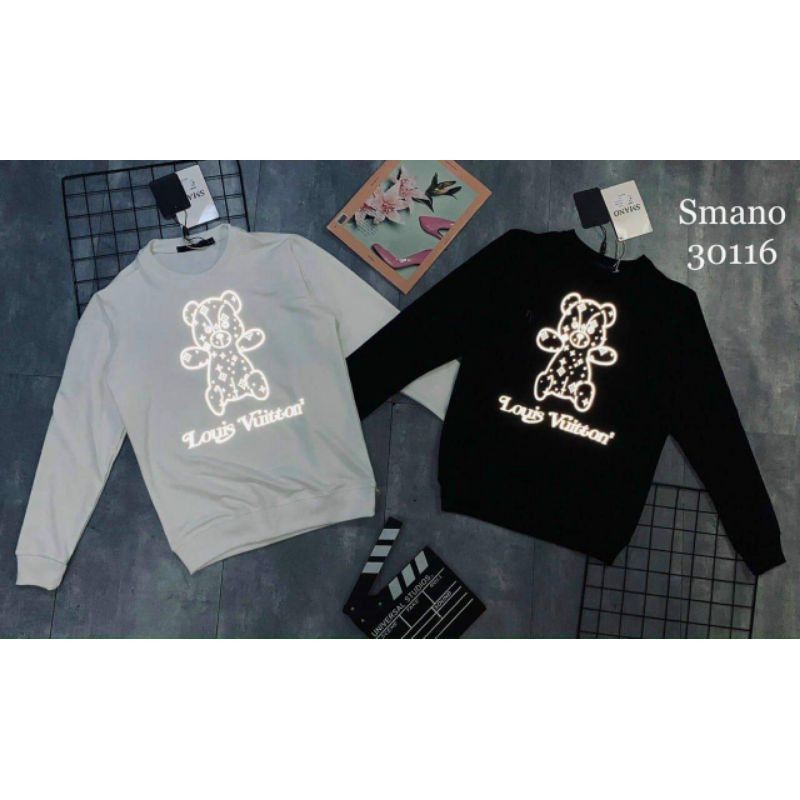 áo nỉ gấu phản quang 2 màu đen trắng