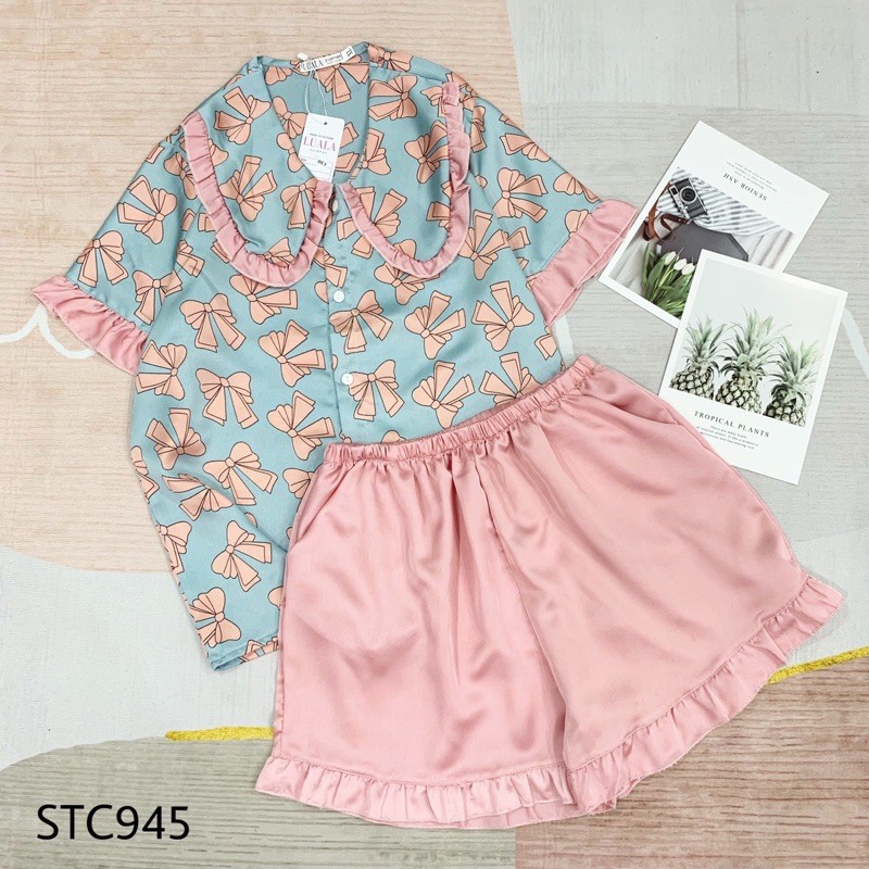 Đồ Ngủ Pijama Lụa Satin Tay Ngắn Quần Đùi Siêu Xinh, Mềm Mịn, Độc Lạ Khó Tìm, Sanh Chảnh Hàn Quốc | BigBuy360 - bigbuy360.vn