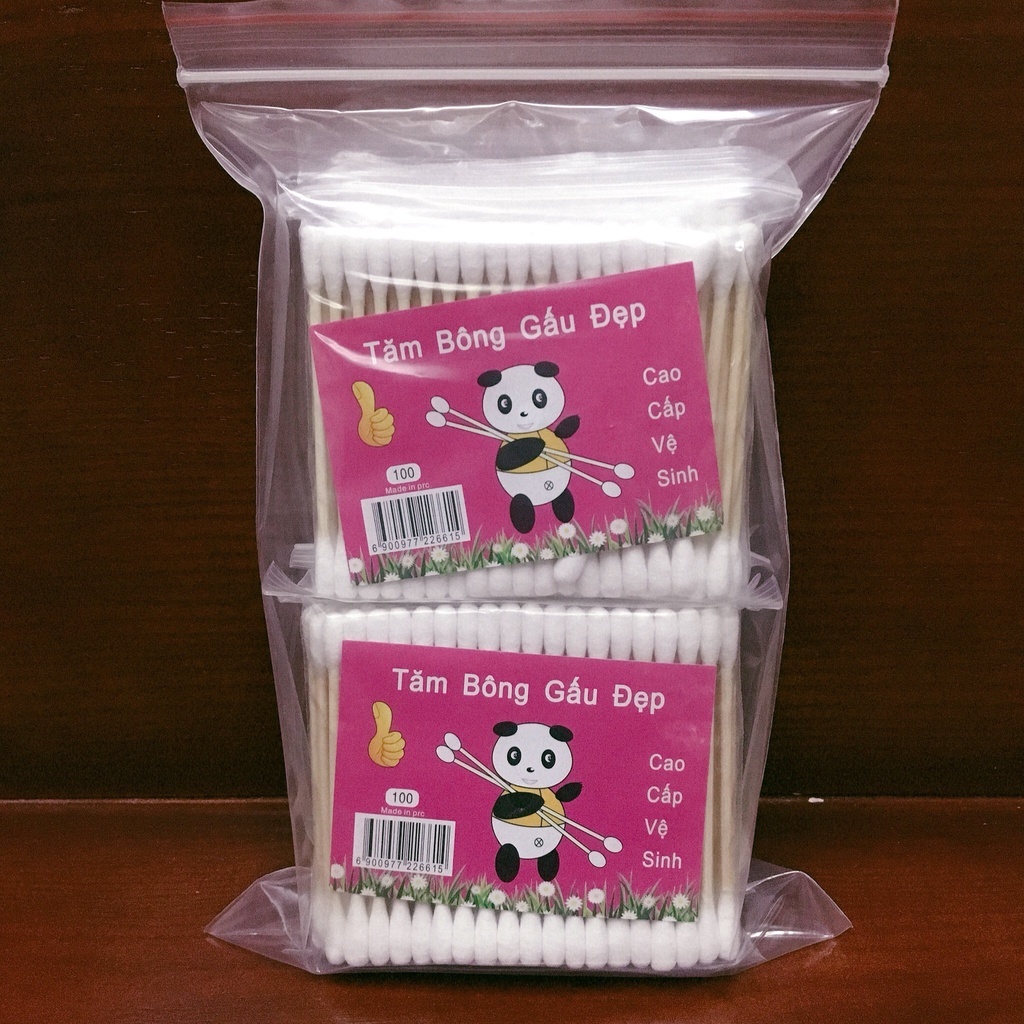 Tăm Bông Cán Gỗ Gấu Đẹp ( Gói 100 Que ) Chất Lượng