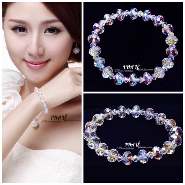 Vòng Tay Pha Lê Tròn Dẹp Trắng S08-S04 Được Thiết Kế Từ Pha Lê Swarovski