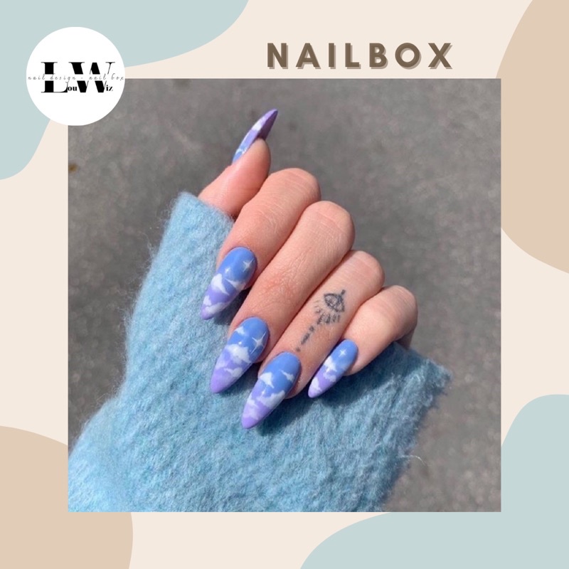 [ NAIL BOX ] OMBER XANH TÍM VẼ MÂY