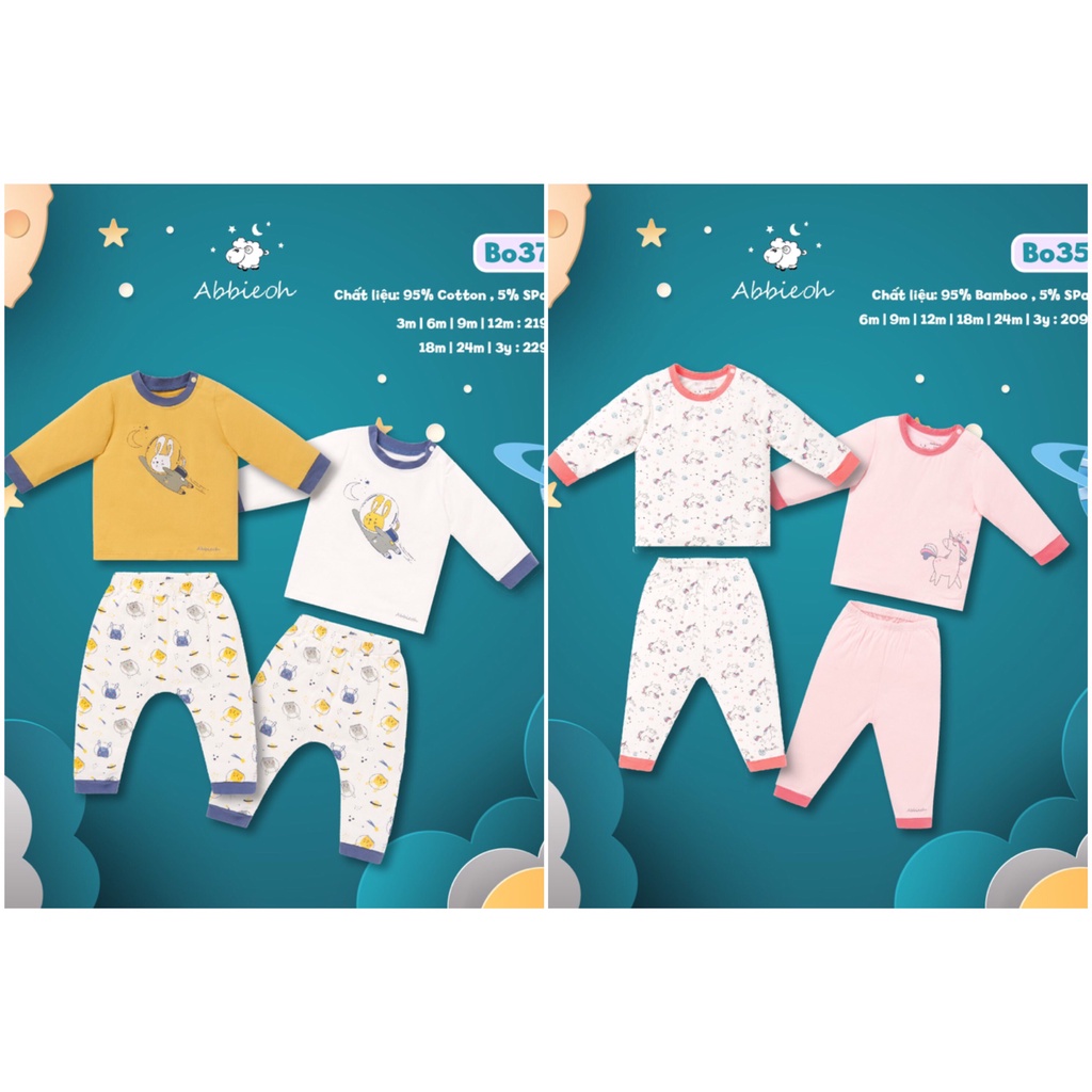 [CHÍNH HÃNG] Bộ quần áo dài tay cotton hoạ tiết trẻ em Abbie Oh