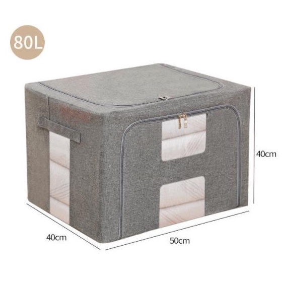 Hộp Đựng Quần Áo Chăn Màn Khung Thép Cao Cấp Loại To Tiện Lợi 80 Lit có hỗ trợ đổi trả với sản phẩm lỗi