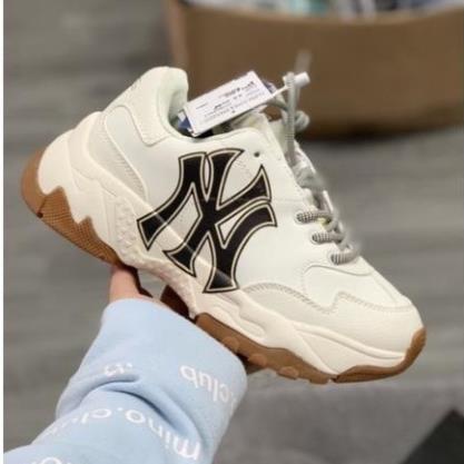 👟giaynambac👟Giày thể thao nam nữ mlb NY nam nữ màu trắng đế nâu hot 2022