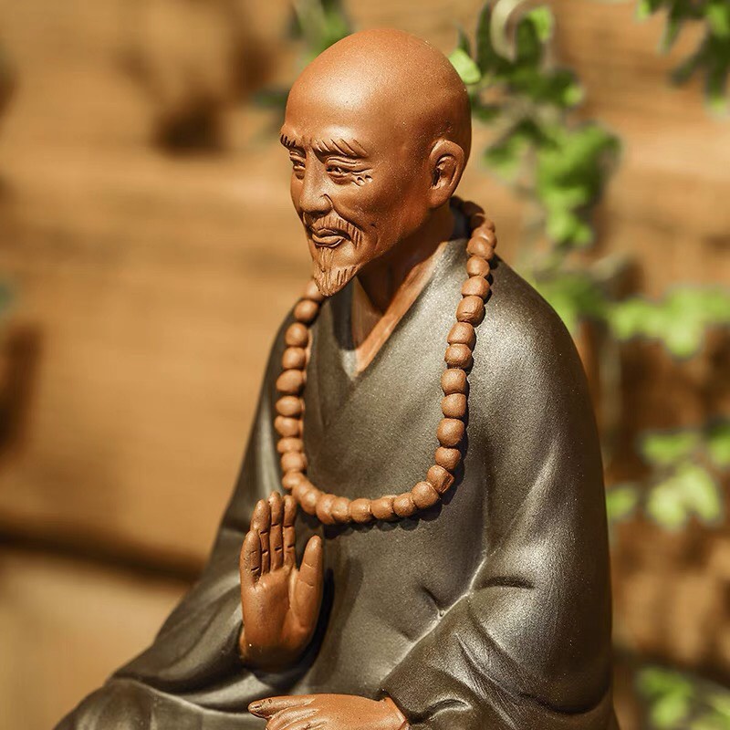 Tượng gốm nhà sư ngồi thiền- Tượng phật thiền sư gốm tử sa