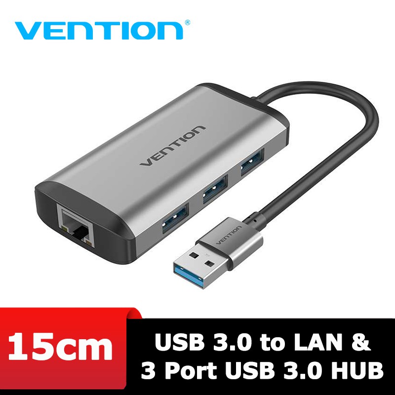 [Mã 2404EL10K giảm 10K đơn 20K] Hub - Bộ chuyển đổi USB 3.0 to Lan + 3 cổng USB 3.0 Vention CKBHB - BEN