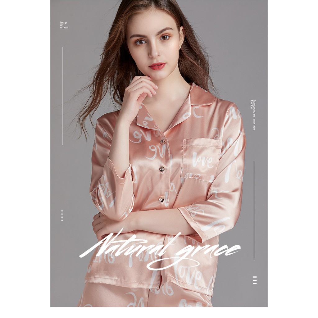 Đồ Bộ Ngủ Nữ - Bộ Mặc Nhà Ngắn  Trẻ Trung Cute Lụa Mềm Mại - IVY349