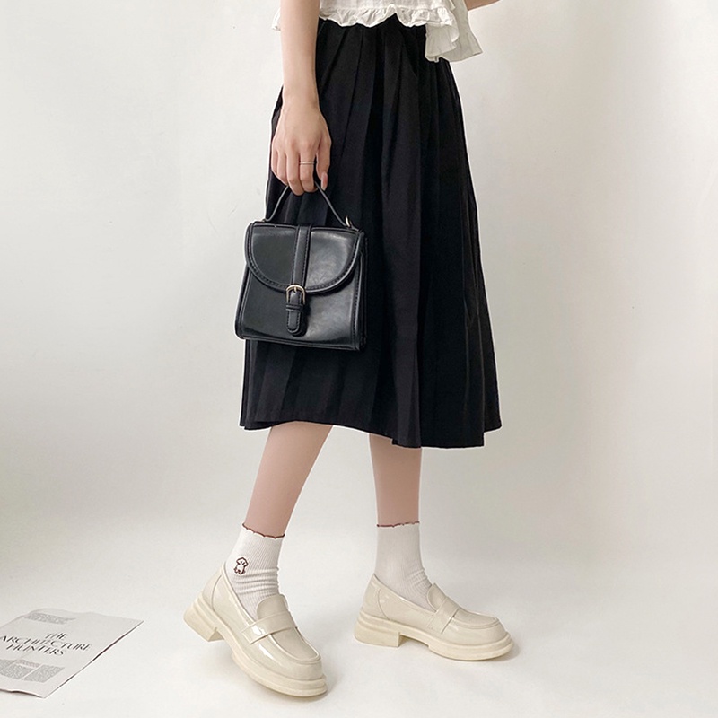 Giày Lười Da Đế Dày Phong Cách Anh Quốc Thời Trang Cho Nữ Size 35-39