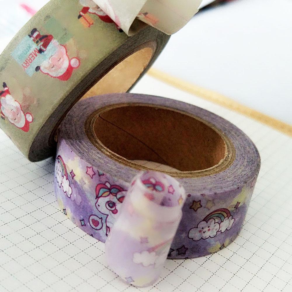 Bộ 2 Cuộn Băng Dính Washi Kiểu Dáng Dễ Thương Dùng Trang Trí Sổ Tay