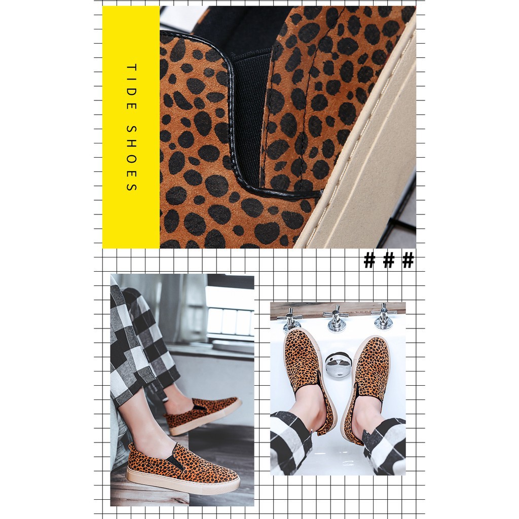 XẢ free Leopard Design Men Casual Loafer Trượt trên giày Da lộn Kinh doanh uy tín Uy Tín 2020