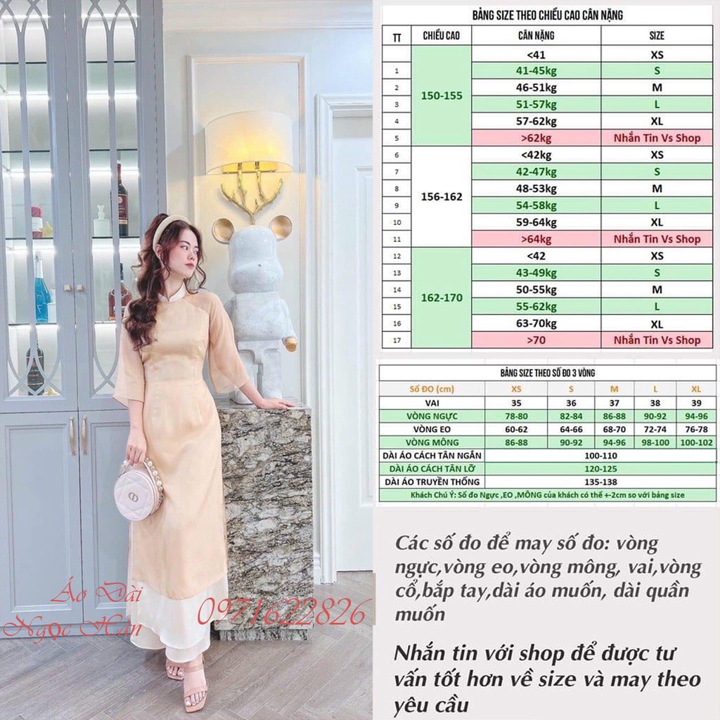 Áo Dài Cách Tân Nữ Voan Tơ Mềm Đính Cúc Tay Loe TK09