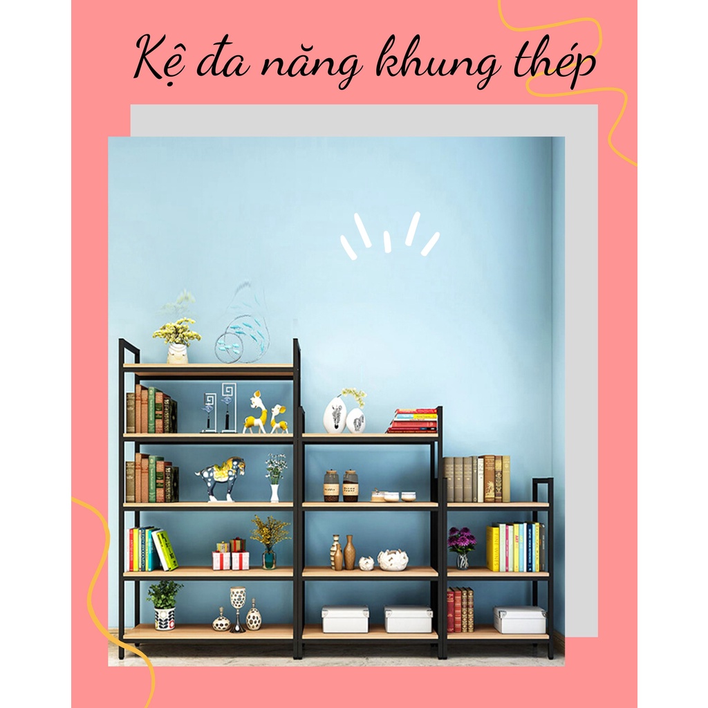 Kệ sắt đa năng lắp ghép đựng đồ để đồ 5 tầng trưng bày khung thép sơn tĩnh điện thông minh hiện đại chịu tải cao