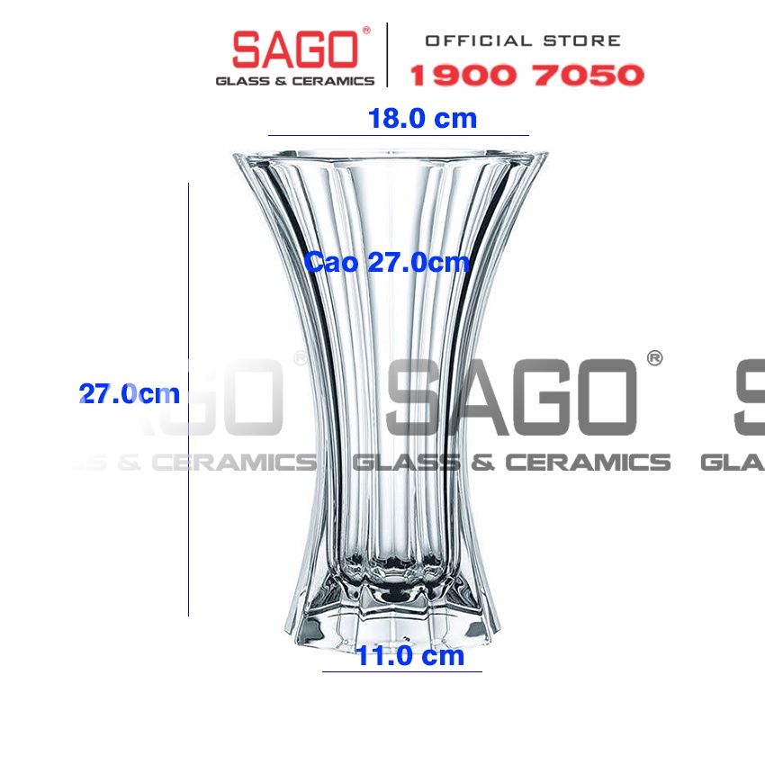 Bình Hoa Thủy Tinh Pha Lê Loe Sọc Cao 27cm | Tủy Tinh Cao Cấp