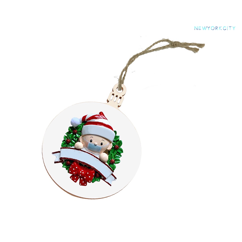 Phụ Kiện Treo Trang Trí Giáng Sinh Bằng Gỗ Kiểu Hoạt Hình Kèm Mặt Dây Che Mặt