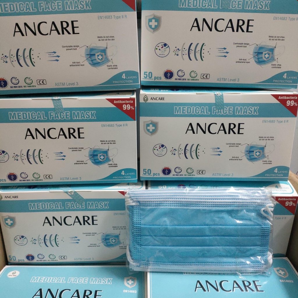 Khẩu Trang Y Tế 4 Lớp Cao Cấp Ancare Hộp 50c có giấy Kháng Khuẩn
