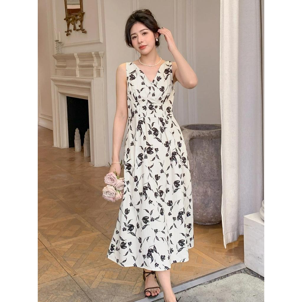 Đầm Hai Dây Eo Hẹp In Họa Tiết 62677