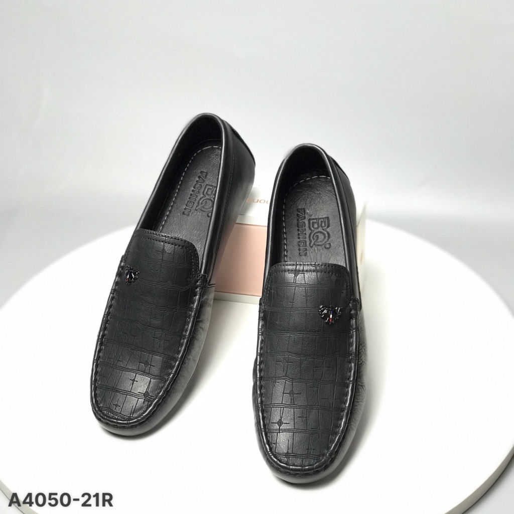 Giày mọi nam BQ ❤️FREESHIP❤️ Giày công sở nam cao cấp da bò dập vân kiểu mới trẻ trung đế bằng GCA4050-21R