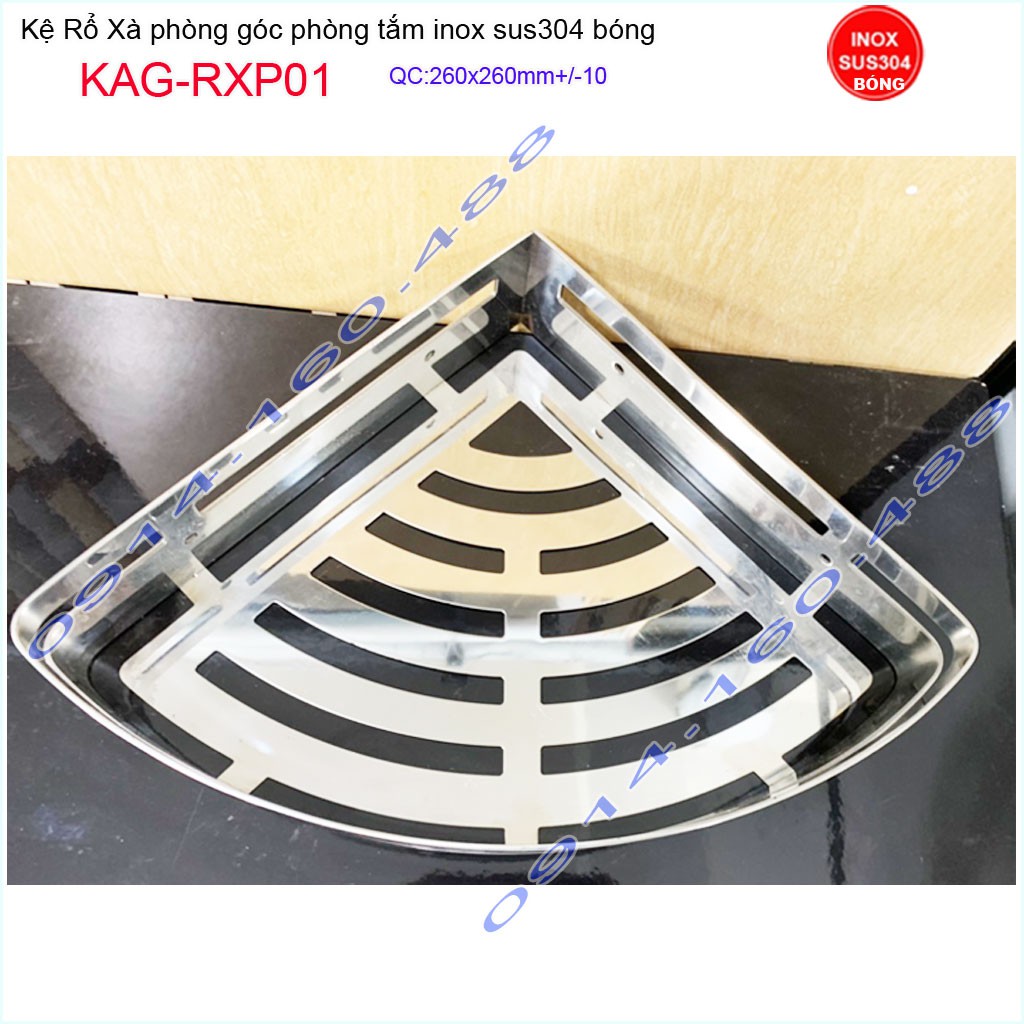 Kệ góc nhà tắm cao cấp Kacebath KAG-RXP01, kệ góc phòng tắm  26x26cm cao cấp inox dày  sử dụng tốt