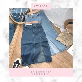 Có ảnh thật chân váy midi jean 2 màu đậm nhạt