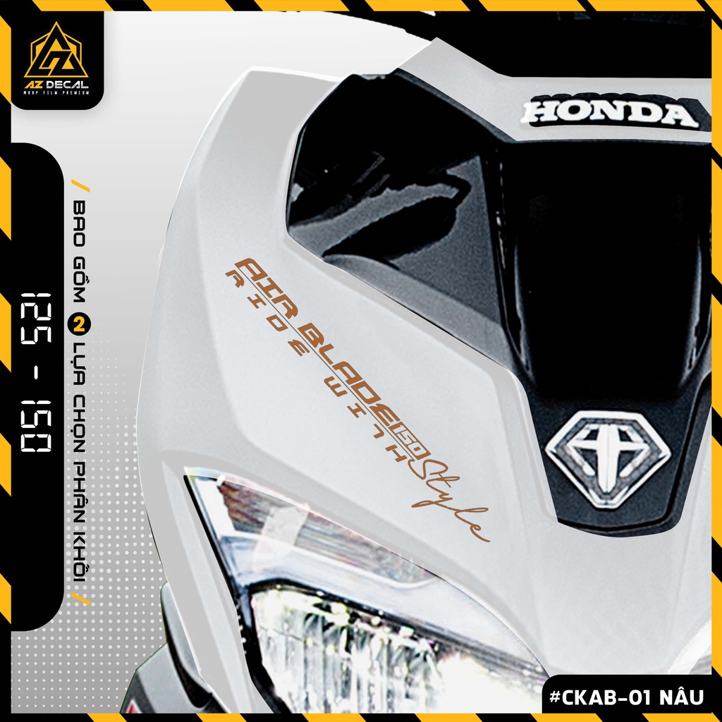 Tem Xe Airblade 125 150 Dán Trang Trí Chữ Ride With Style | CKAB-01 | Decal Dán Sườn, Mặt Nạ Xe AB Đẹp