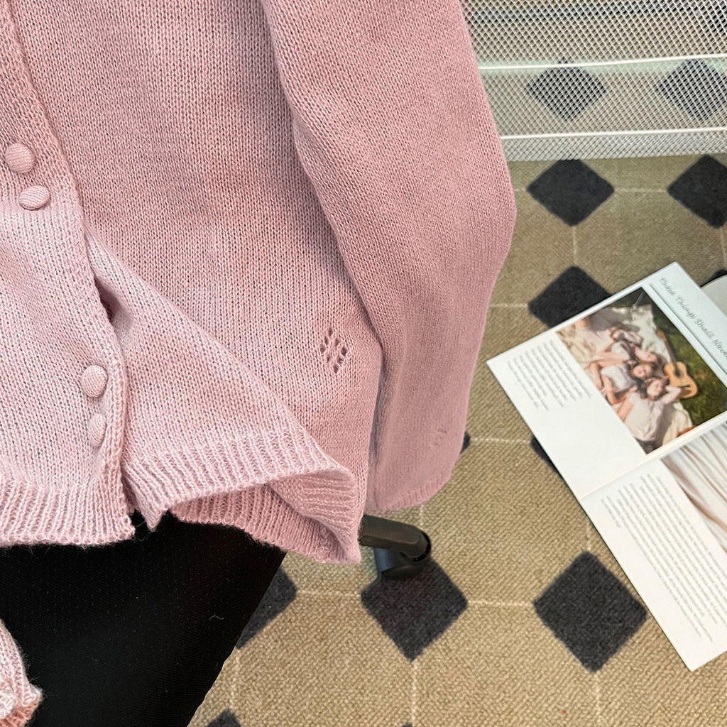 Áo Khoác cardigan Dệt Kim Mỏng Sáp Mềm Mại Dáng Ngắn Tay Dài Thời Trang Mùa Thu Cho Nữ