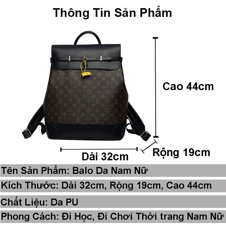 Balo da lv nam nữ PUKA cặp đi học nam nữ da pu chống nước phong cách thời trang cao cấp
