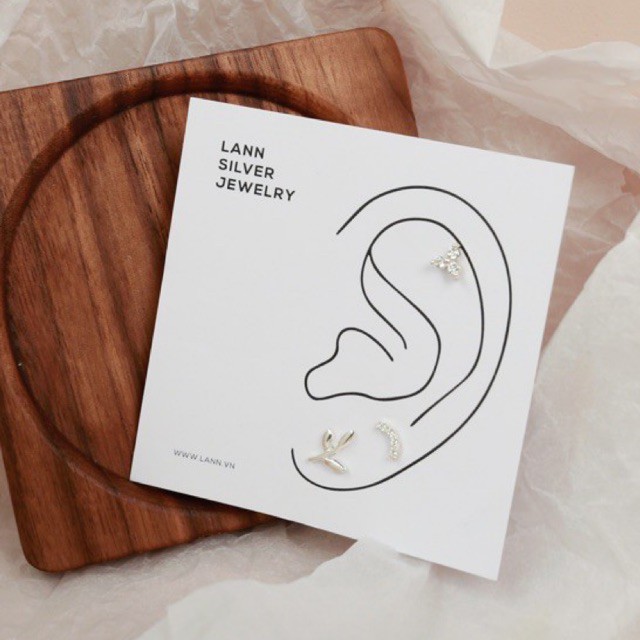 Khuyên hoa 3 đá BẠC S925 LANN E018