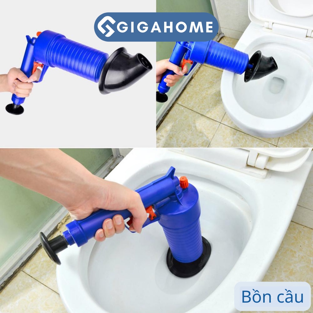 Dụng Cụ Thông Tắc Bồn Cầu, Cống Nước Bằng Khí nén GIGAHOME Kèm 4 Đầu Tiện Dụng 5650