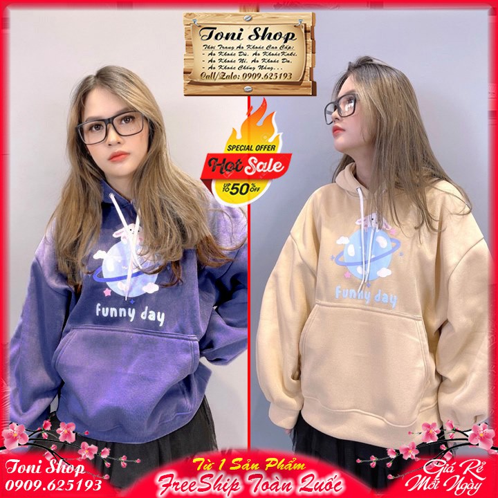 ÁO HOODIE - ÁO KHOÁC NỈ NGOẠI Funny Day (HD2270 - Thỏ Trái Đất) | BigBuy360 - bigbuy360.vn