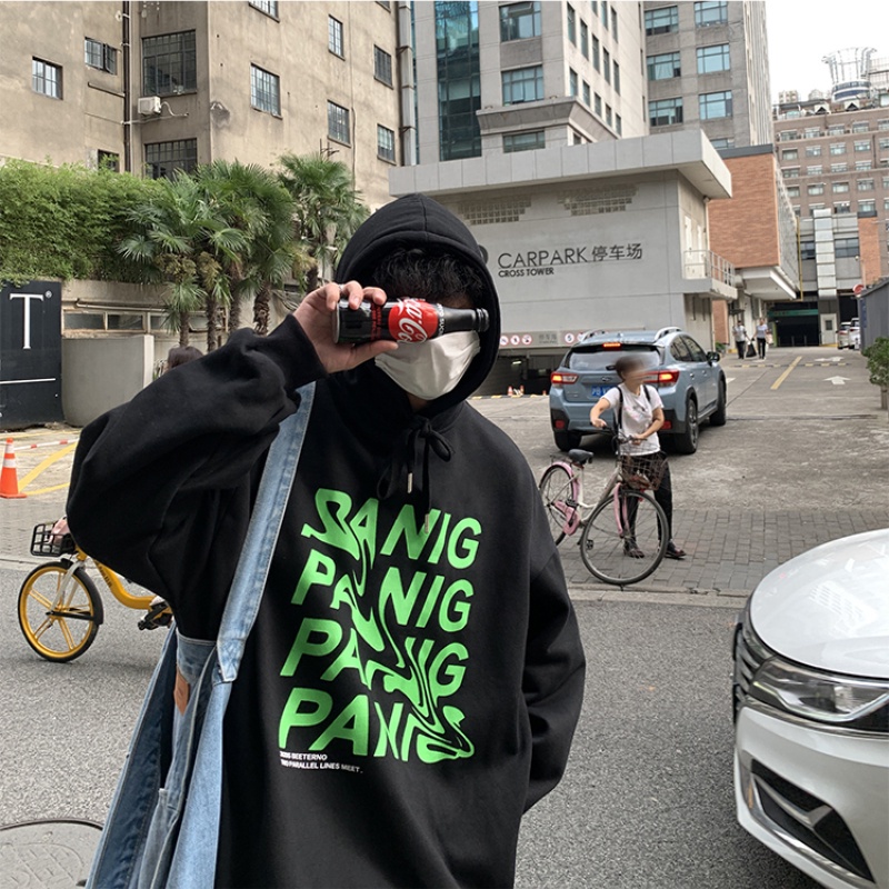 Áo hoodie tay dài dáng rộng in chữ thời trang mùa đông cho nam size M-2Xl