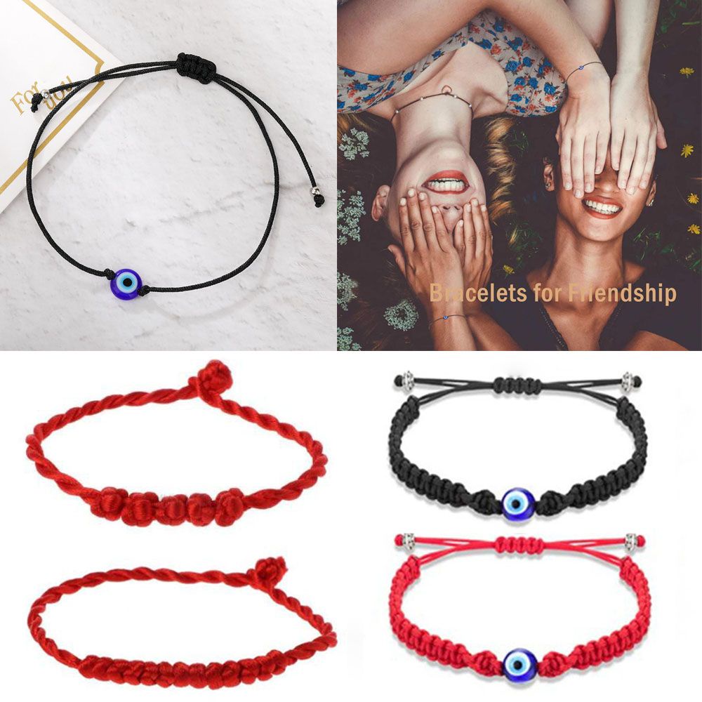 Vòng đeo tay kiểu sợi chỉ đỏ/ đen may mắn thiết kế thời trang có thể điều chỉnh