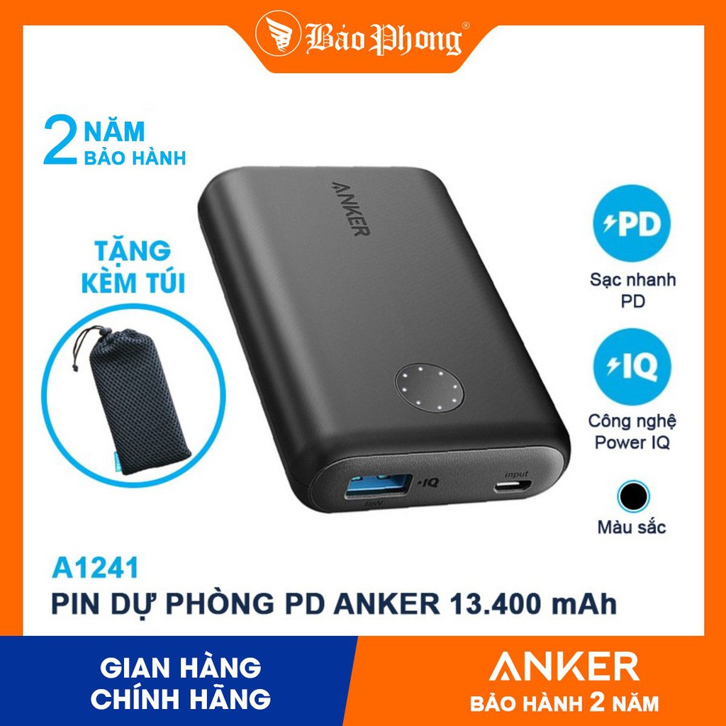 Pin dự phòng 13400mAh sạc nhanh PD 18w ANKER A1241 PowerCore Nintendo Switch Edition cho iPhone iPad Samsung Oppo