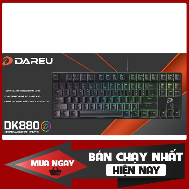 Bàn phím cơ Gaming DAREU DK880 87KEY (RGB, Blue/ Brown/ Red D switch)-Bản mới EK880