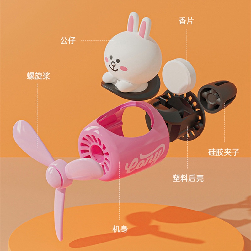 Line Friends Quạt khuếch tán nước hoa hình gấu nâu hoạt hình gắn lỗ thông gió xe hơi