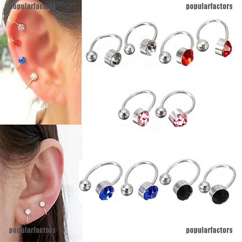 Khuyên Tai Chữ U Đính Đá Thời Trang